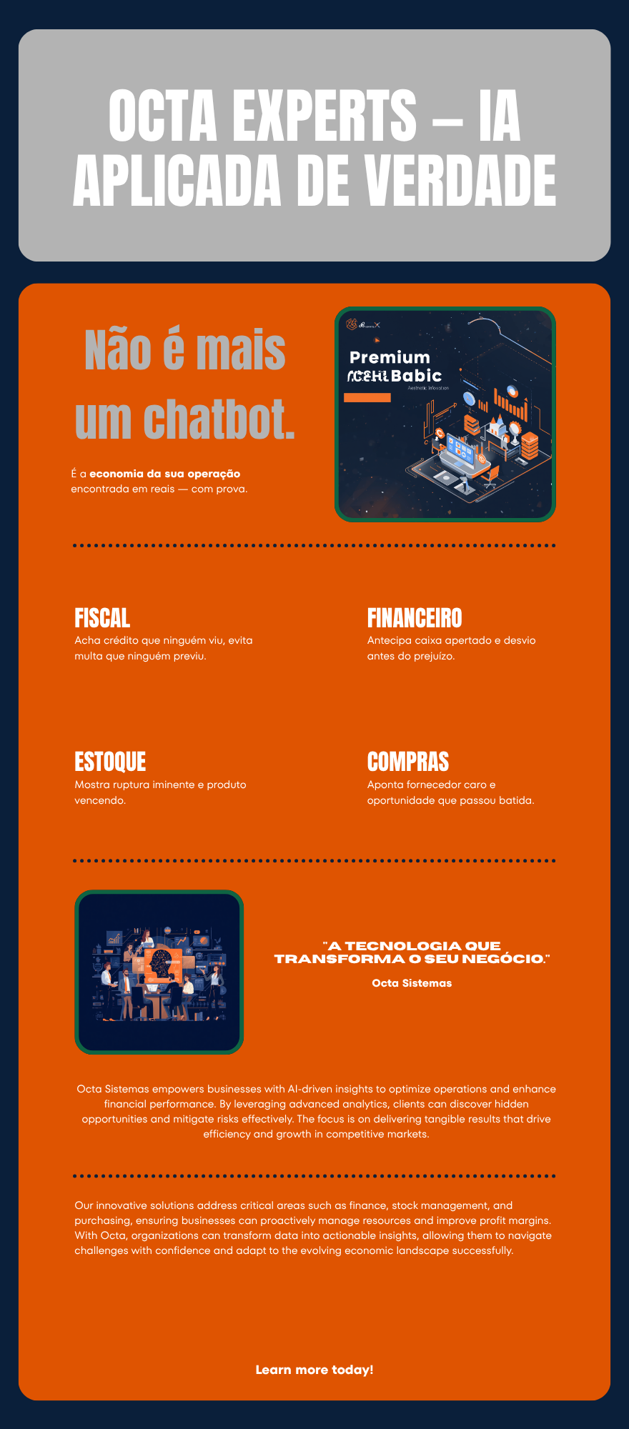 Infográfico do Octa Experts com as 6 áreas de atuação